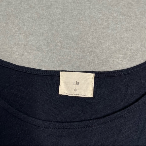 T.La Tunic Womens Small Blue Solid Short Sleeve Tie Front Tunic Casual - Picture 7 of 11